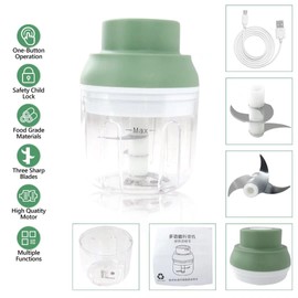 Portable&Wireless Garlic Chopper,Electric Mini Garlic Chopper, Mini Chopper Food Processor for Chop Onion Garlic Vegetable Pepper Meat Salad and Baby Food 250ML