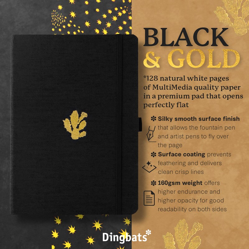 Dingbats* - Pro B5 Lined Large Notebook - Black Textile