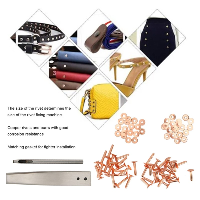 Copper Rivets Set, Leather Copper Rivets Round Head and Geate
