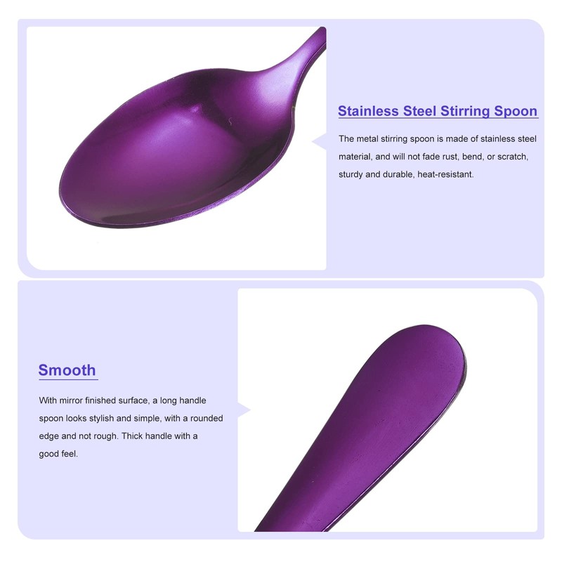 sourcing map Set of 4 Long Handle Spoon, 7.5-Inch Stainless