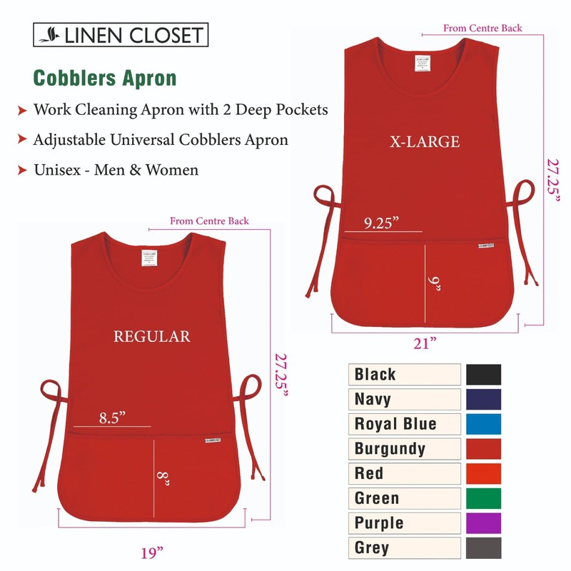 LINEN CLOSET® Adjustable Universal Cobblers Tabard Unisex Aprons for Men