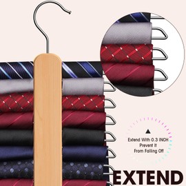 Uinicor Tie Hanger 2 Pack,Tie Organizer for Closet 20 Storage Capacity,Wooden Necktie Organizer Tie Storage,360 Degree Rotating Accessory Organizers for Tie,Belt,Scarf