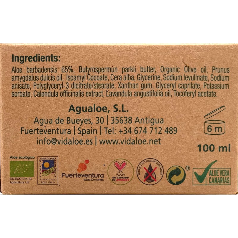 Vidaloe Moisturising Cream with Aloe Vera and Olive Oil 100ml