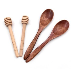 4 Piece Honey Spoon Set Honey Dippers Honey Spoon Wooden Suitable for Stirring Honey Tea Coffee and Jam