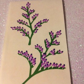 Sandylion 1 SQ SANDYLION VINTAGE STICKERS RARE PURPLE FLOWERS FLORAL - 2 PIECES - 1 SQ