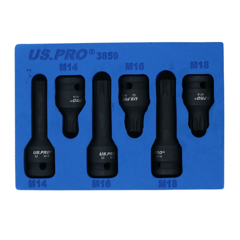 1/2in Drive Deep + Shallow Impact Impacted Male Spline Sockets