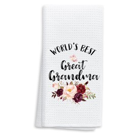 World’s Best Great Grandma Weave Kitchen Towels Dish Towels Dish Cloth, Grandma Gifts from Grandson Granddaughter, Grandma Tea Hand Towel for Grandma Mother's Day (World's Best Great Grandma)