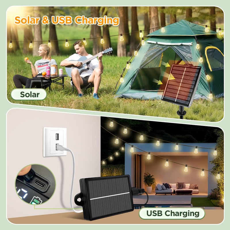 Skoiuc Solar String Lights Outdoor Waterproof with Remote & Timer,