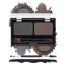 Kit de polvos para cejas a prueba de agua, 2 colores, paleta de polvos para cejas teñidos, larga duración, gris oscuromarrón oscuro, relleno para...  
