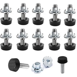1/4" Thread Furniture Feet Levelers - 20 Pack Adjustable Leveling Feet with Threaded Insert for Desk, Chairs, Table, Cabinets, Stool Legs (1/4)