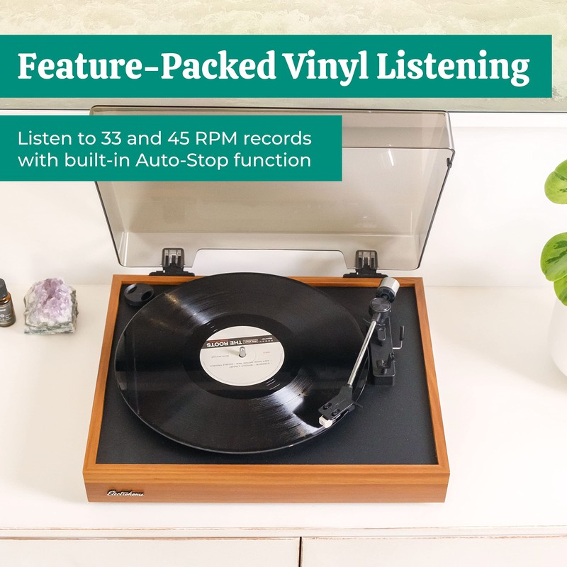 Electrohome Montrose Vinyl Record Player 2-Speed Belt-Drive Turntable, with Audio-Technica