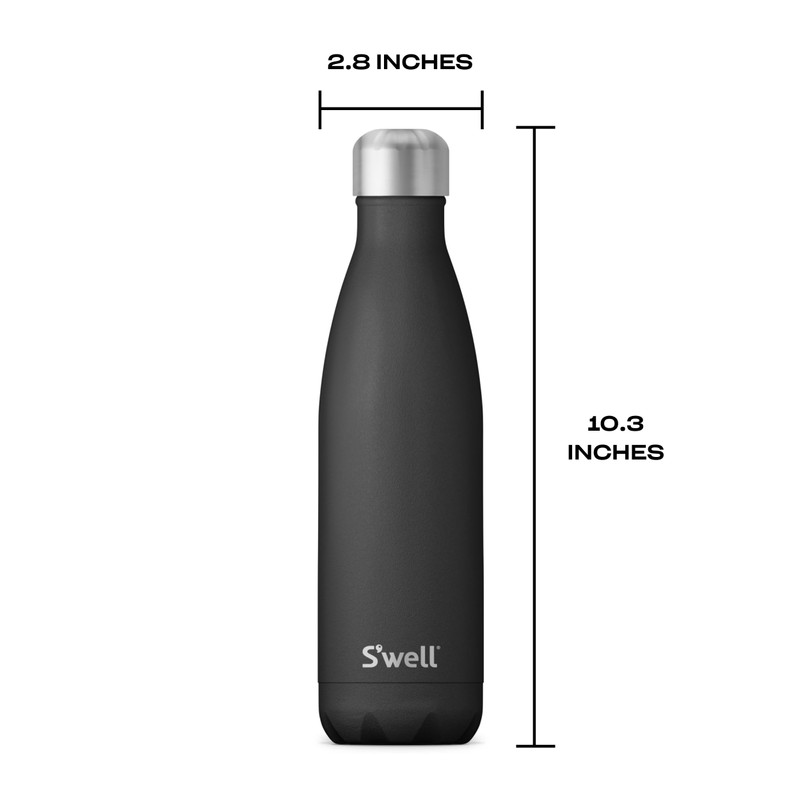 S’well Stainless Steel 17oz Water Bottle, Onyx Black, Triple-Layer Vacuum