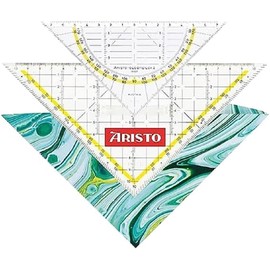 Aristo AR18102B Set 3-in-1 - TZ Triangle AR1650/2 & Set Square AR1552 with Geocover Protective Case (Triangles with Ink Nubs, Geocover with Holes and Magnetic Closure) Mystic Green