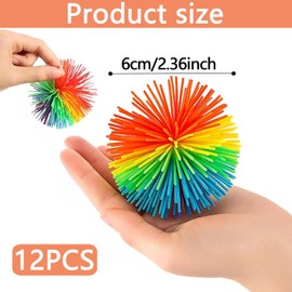 Pack of 12 Stringy Balls, Colourful Fluffy Balls for Children and Adults, Colour Stringy Balls, Fidget Stringy Balls, Bouncy Stress Ball, Wuzzy Ball for Family Games, Friends Games