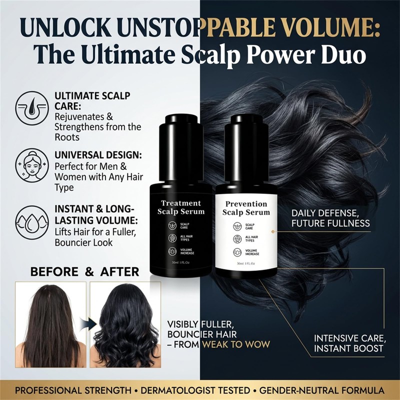 Hair Serum Bundle Set, Thinning Hair with Plant-Based Actives, Volumizing