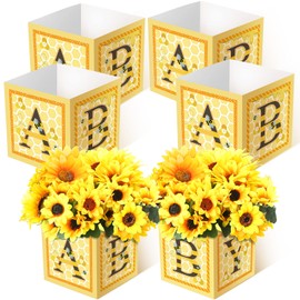 6 Pcs Honey Baby Shower Decorations Baby Flower Boxes Centerpiece Honey Table Display with Letters Gender Reveal Decoration Arrangement Favor Block Holder