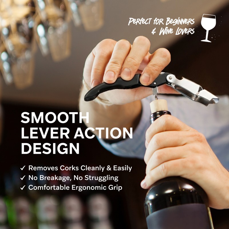 5-Piece Wine Opener Gift Set with Wooden Box, Premium Stainless