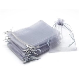 scicent Organza Bags Christamas Wedding Drawable Organza Gift 50 piece Packaging Bags Pouches, 7 * 9cm, Grey
