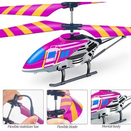 Remote Control Helicopter, Rc Helicopter Toys for Boys Age 6 7 8 9+ Year Old Birthday Gifts, Flying Toys 2.4GHz 3.5 with Gyro & LED Light for Beginner Kids Adults Indoor (Purple Helicopter)