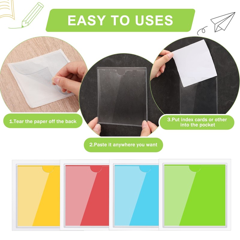 Chinco 50 Pack Clear Adhesive Pockets, Labels for Storage Bins,