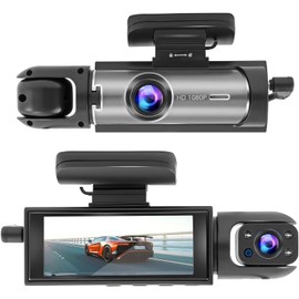 Dash Camera Front and Inside,3.16inch Dash Cam 1080P,G Sensor HD Night Vision Loop Recording Wide Angle Car Record(Gray)