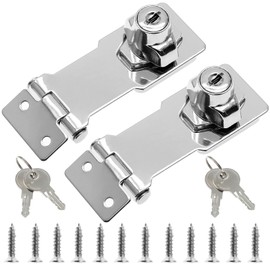 Jiozermi 2 Packs 3 Inch Hasp Locks with Keys, Zinc Alloy Hasp Latches, Twist Knob Keyed Locking Hasp for Cabinet Small Door, Chrome Plated
