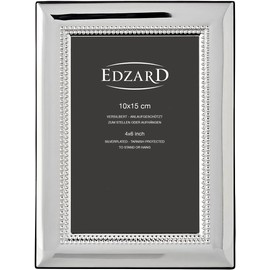 EDZARD Turin Picture Frame (10 x 15 cm), Elegant Silver-Plated, Tarnish-Resistant, Pearl Edge, 2 Hangers, Photo Frame, Silver Frame in Portrait and Landscape Format