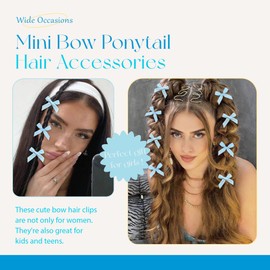 Arocooy Blue Plaid Hair Bow Clips 20pcs Mini Coquette Bows Gingham Y2K Hair Clips Cute Ponytail Bowknot for Girls Women