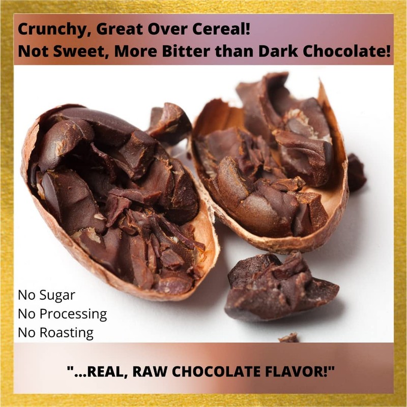 100% Pure Organic Cacao Nibs - 16 Oz - Unsweetened