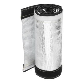 sourcing map 1.5mm Heat Shroud Aluminized Sleeving 1 1/2" ID x 3.2FT Aluminum Metallic Fiberglass Heat Shroud for Fuel Lines Cables Electrical Wiring