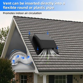 6Inch Roof Vent Cap with Wind Damper and Mesh to Provide Flow of Fresh Air and Keep Critters Out,6 Inch Roof Exhaust Vent, Black