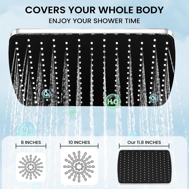 RNDIOZD Rain Shower Head with Handheld, 11.8 Inch High Pressure