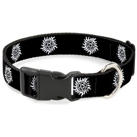 Buckle-Down PC-WSN005-WM - Collar de Clip de plástico, Color Negro y Blanco, 3,8 cm de Ancho, para Cuello de 40,6 a 58,4 cm, tamaño Mediano