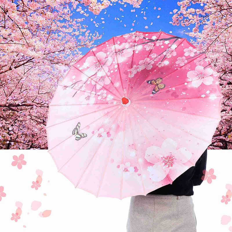 Women Handmade Umbrella Windproof Chinese Classical Dance Umbrella(Pink)