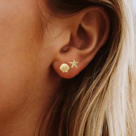 Gold Starfish Earrings Small Starfish Stud Earrings Sea Shell Earring Starfishs Jewelry Gift Beach Vacation Clothes for Women