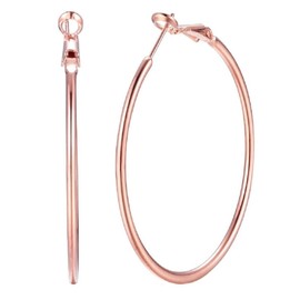 Large Hoop Earrings For Womens Girls Stainless Steel Huggie Hoops Hypoallergenic for Sensitive Ears 50mm Rose Gold