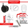 MYNEEED Office chair castors for hard floors, diameter 65 mm,