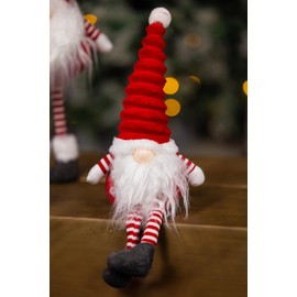 Marco Paul Christmas 44cm Red Sitting Gonk Super Furry Fabric Nordic Gonk Soft Plush Festive Indoor Christmas Ornaments Xmas Home Decoration Winter Santa Figure Ideal Christmas Decorations Indoor