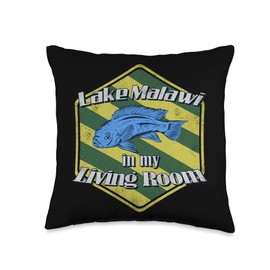 Lake Malawi Mbuna Cichlid African Rift Lake Malawi Mbuna Cichlid Keeper Throw Pillow, 16x16, Multicolor