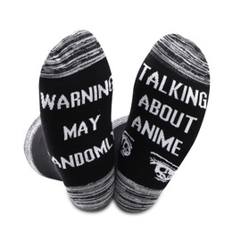 2PAIRS Anime Socks Funny Gifts For Anime Lovers Warning May Randomly Start Talking About Anime (Talking About Anime)
