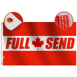 Premium Canada Full Send Flag 3X5ft Red [Italics Full Sed ]Outdoor&Indoor Coated Nylon - Cool Flags - Funny Banner for Collegen Dorm Room Bedroom, Man Cave, Parties