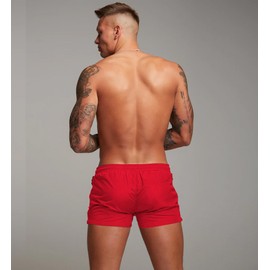 Mens Swim Trunks Quick Dry Swimwear Zipper Pockets, Swim Shorts with Mesh Lining Red
