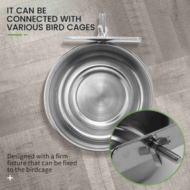 Set of 3 Stainless Steel Bird Feeder Bowls, Parrot Feeding Bowls, Drinkers Cage Parrot, Budgies Accessories Feeder with Clamp Holder, Bowls, Drinkers & Accessories for Birds (10 x 5 cm)