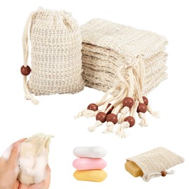 YALiya 10 Stück Seifensäckchen Bio, Seifensäckchen für Feste seife, Seifensack Zum Duschen, Seifenbeutel mit Kordelzug aus 100% Baumwollleinen 14cm x 9cm, Geeignet für Reisen, Unterwegs, Bad