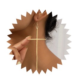 Aneneiceera Gold Large Cross Earrings Jewellery for Women (Gold), Zinc