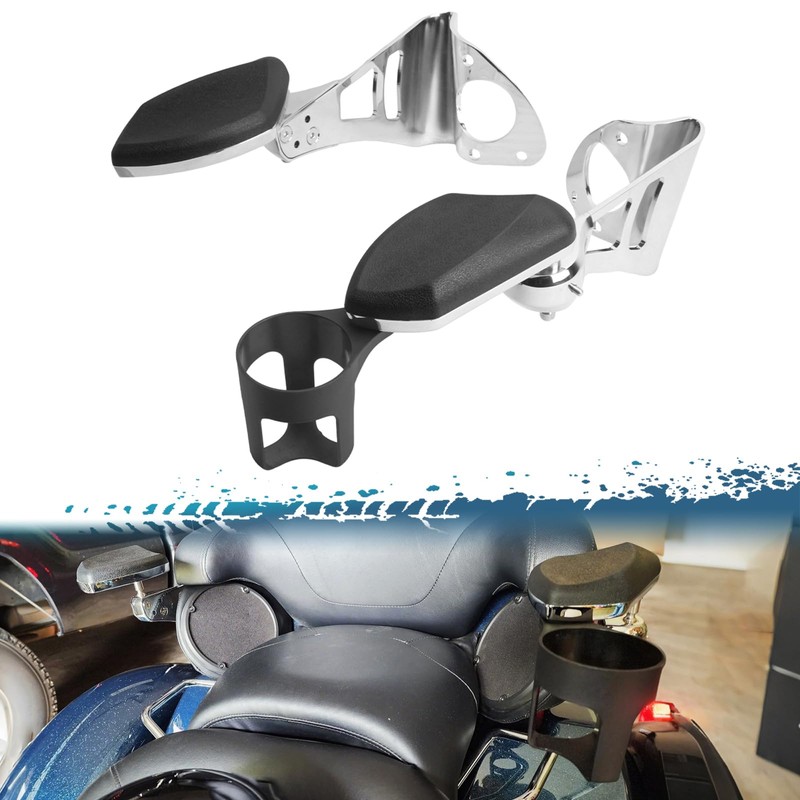 Adjustable Passenger Armrests with Cup Holder for Motorcycle Accessory Compatible