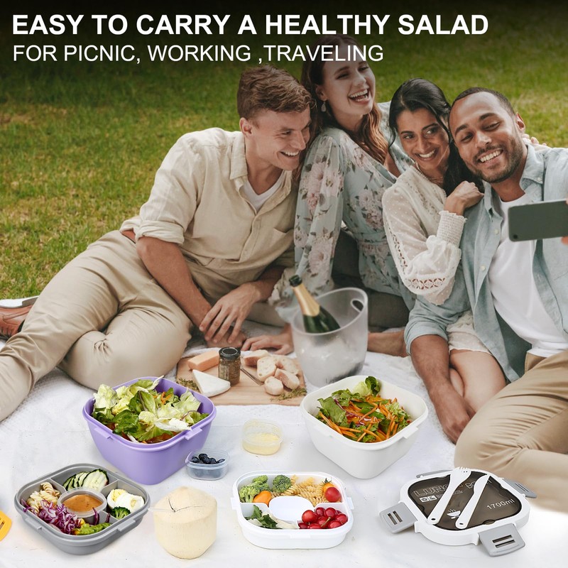 Greentainer Lunch Box Leak-Proof Bento Box with 1 Fork, Salad