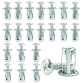 Dijedev 20 Pcs M6 x 25 Carbon Steel Hollow Wall Anchors, Extra Short, Silver, Galvanized, Hex Head Screws for Hollow Walls, Doors, Curtain Rods, Shelves