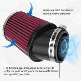 FVRITO Mini Bike Air Filter Cleaner Kit for Predator 212cc 224cc Coleman CT200U CT200U-EX BT200X KT196 Go Kart Baja Warrior MB200 196cc GX160 GX200 420cc GX390 Clone Engine Performance Parts Red