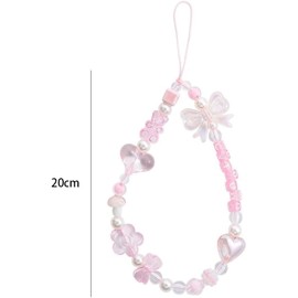Luhaomisky 1Pc Pink Acrylic Beaded Mobile Phone Straps Anti-Lost Hand Strap Pendant Phone Hanging Rope Phone Lanyard Phone Wrist Hand Lanyard Convenient to Carry,Cell Phone Charms,Décor